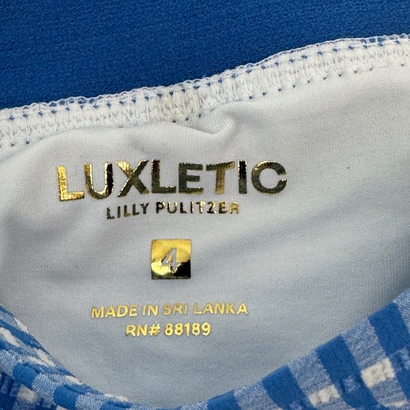 Lilly Pulitzer Luxletic Aona Skort UPF 50+ Morelle Blue Gingham Size 4 NWT - Picture 2 of 16